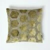Geometric Olive Green Velvet Filled Cushion, 43 X 43 Cm