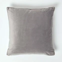 Soft Grey Velvet Filled Cushion, 50 X 50 Cm