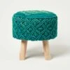 Willow Macrame Teal Green Footstool 1 Willow Macrame Teal Green Footstool -Best Homeware Store sf2172a 1