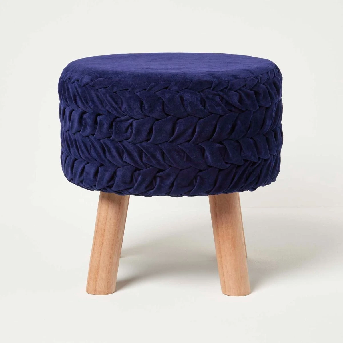 Lyla Blue Pleated Velvet Footstool, 40 Cm Tall 3 Lyla Blue Pleated Velvet Footstool, 40 Cm Tall