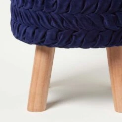 Lyla Blue Pleated Velvet Footstool, 40 Cm Tall 9 Lyla Blue Pleated Velvet Footstool, 40 Cm Tall -Best Homeware Store sf2173b 3 1