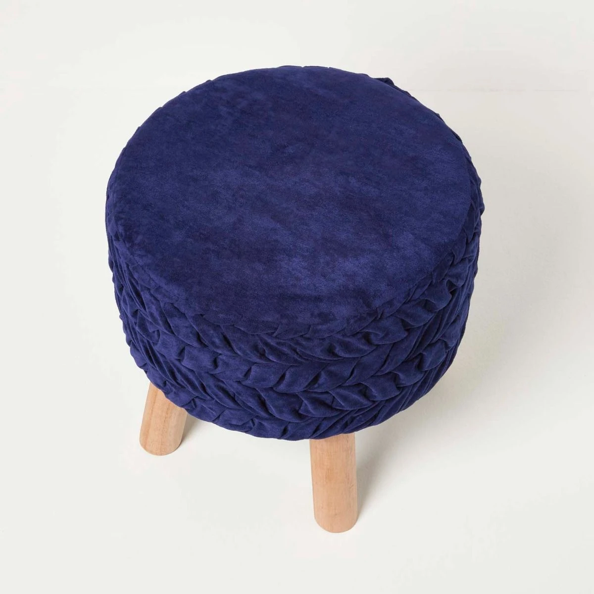 Lyla Blue Pleated Velvet Footstool, 40 Cm Tall 7 Lyla Blue Pleated Velvet Footstool, 40 Cm Tall - Image 5