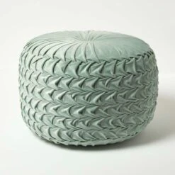 Grace Pleated Velvet Green Pouffe