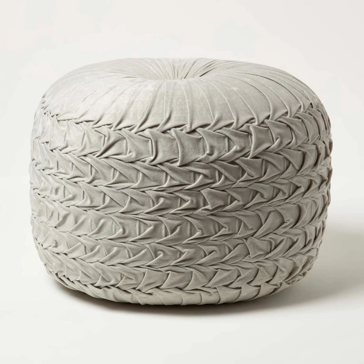 Grace Pleated Velvet Grey Pouffe 3 Grace Pleated Velvet Grey Pouffe