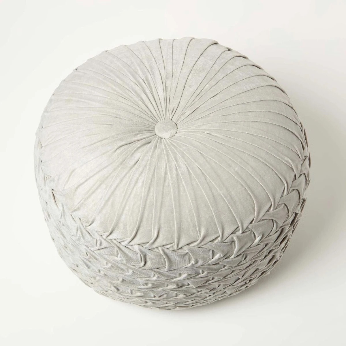 Grace Pleated Velvet Grey Pouffe 7 Grace Pleated Velvet Grey Pouffe - Image 5
