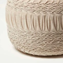 Sofia Pleated Velvet Cream Pouffe 11 Sofia Pleated Velvet Cream Pouffe -Best Homeware Store sf2175a 3