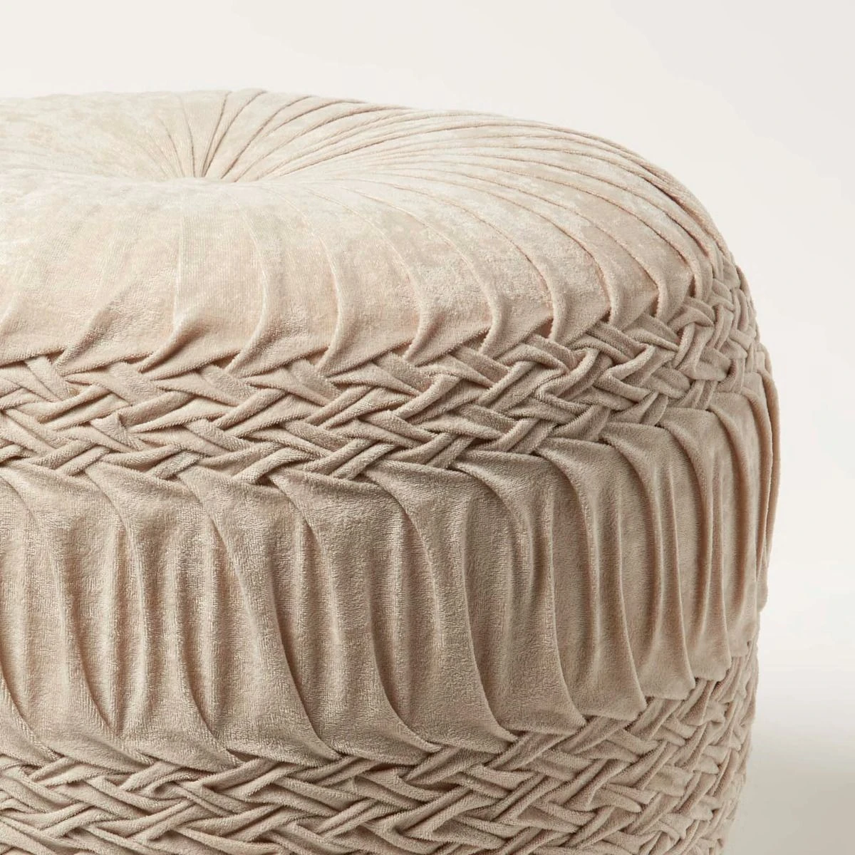 Sofia Pleated Velvet Cream Pouffe 6 Sofia Pleated Velvet Cream Pouffe - Image 4