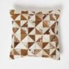 Diamond Check Brown & Cream Hide Leather Cushion 45 X 45 Cm