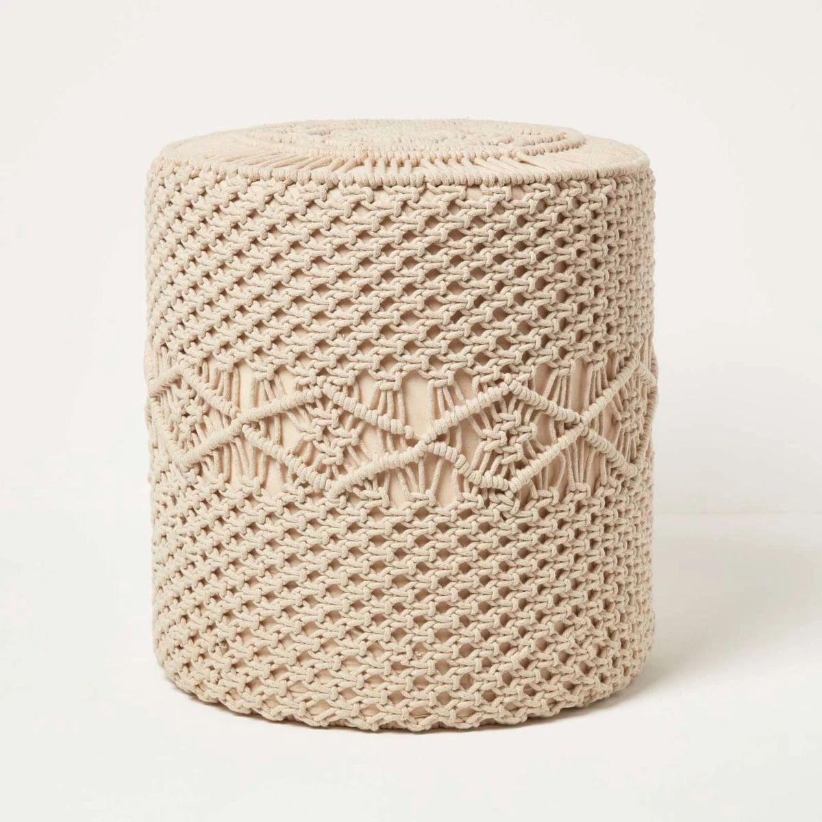 Astrid Natural Macrame Pouffe, 42 Cm Tall 3 Astrid Natural Macrame Pouffe, 42 Cm Tall