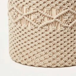 Astrid Natural Macrame Pouffe, 42 Cm Tall 9 Astrid Natural Macrame Pouffe, 42 Cm Tall -Best Homeware Store sf2191 3