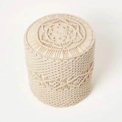 Astrid Natural Macrame Pouffe, 42 Cm Tall 11 Astrid Natural Macrame Pouffe, 42 Cm Tall -Best Homeware Store sf2191 5