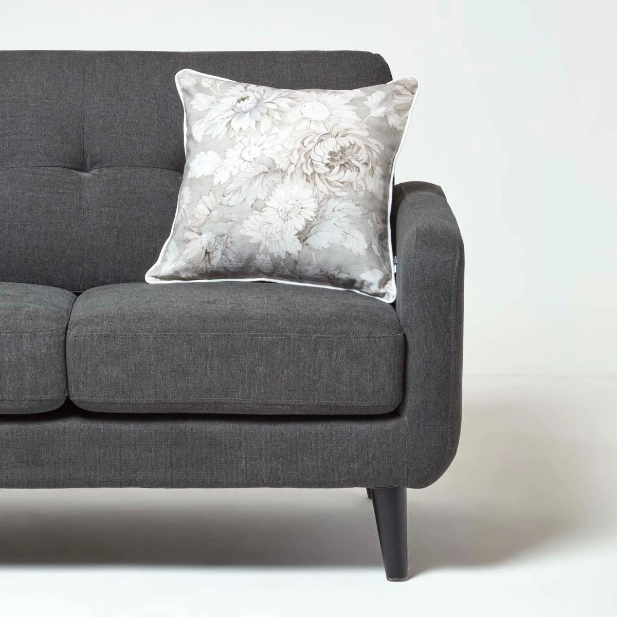 Taupe Floral & Stripe Reverse Filled Cushion 45 X 45 Cm 5 Taupe Floral & Stripe Reverse Filled Cushion 45 X 45 Cm - Image 3