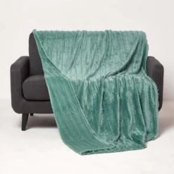 Teal Soft Touch Fur Throw 130 X 180 Cm
