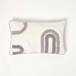 Grey Rainbow Ruffle Filled Cushion, 30 X 50cm