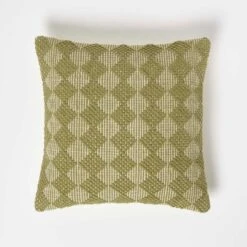 Lima Handwoven Textured Green Cushion 45 X 45 Cm