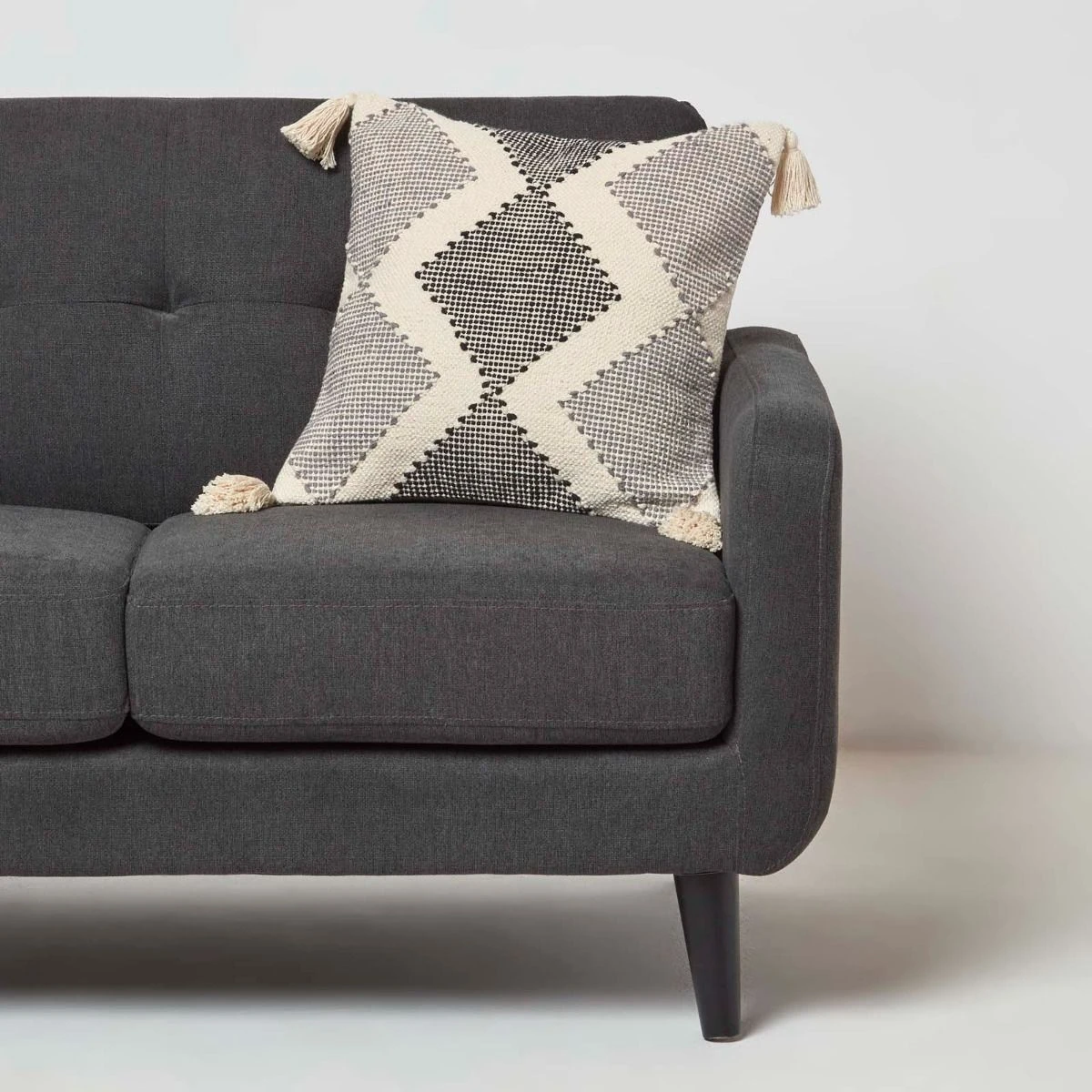 Malmo Handwoven Textured Grey & Black Cushion 45 X 45 Cm 4 Malmo Handwoven Textured Grey & Black Cushion 45 X 45 Cm - Image 2