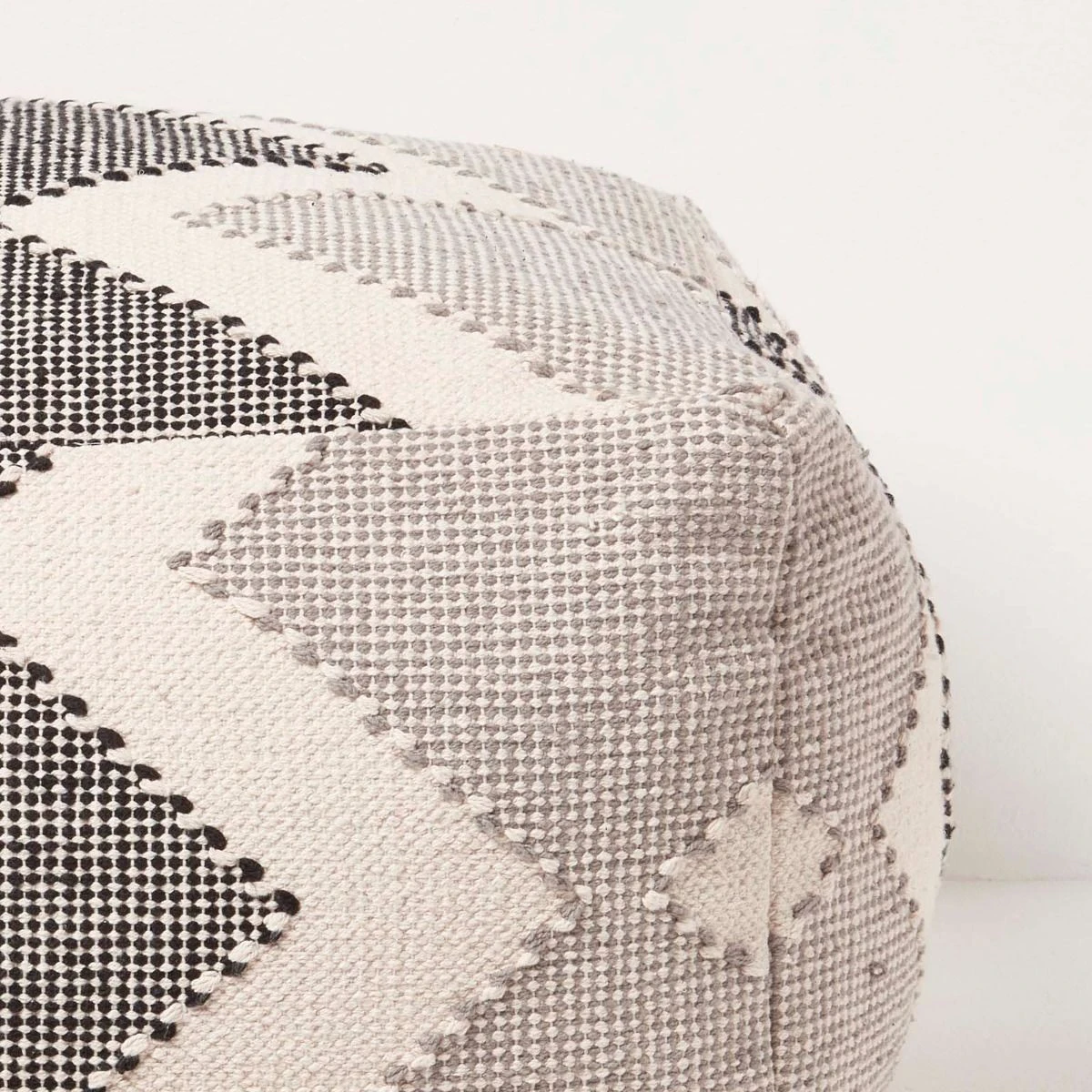 Malmo Handwoven Textured Grey & Black Pouffe Bean Cube 6 Malmo Handwoven Textured Grey & Black Pouffe Bean Cube - Image 4