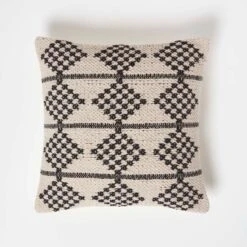 Adana Handwoven Textured Natural & Black Cushion 45 X 45 Cm