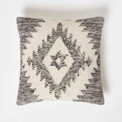 Karu Handwoven Geometric Grey Kilim Cushion 45 X 45 Cm