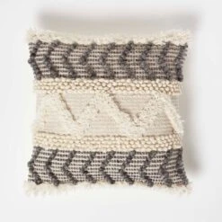 Lindi Handwoven Tufted Cream Kilim Cushion 45 X 45 Cm