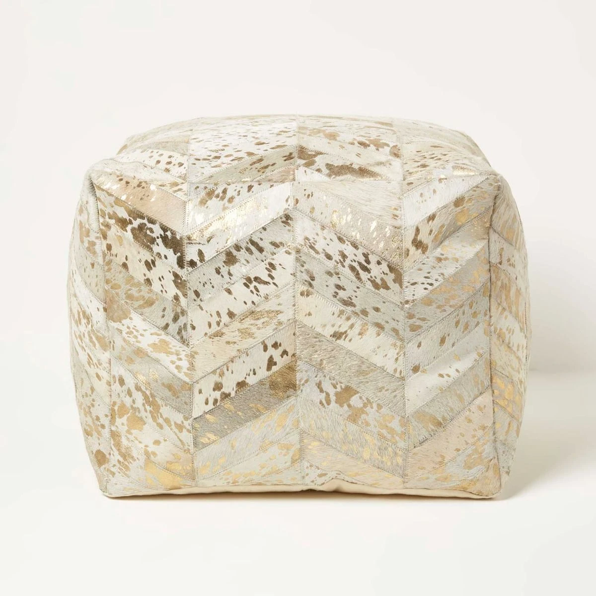 Gold & Grey Geometric Diamond Leather Pouffe Bean Cube 3 Gold & Grey Geometric Diamond Leather Pouffe Bean Cube