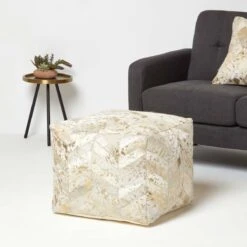 Gold & Grey Geometric Diamond Leather Pouffe Bean Cube 9 Gold & Grey Geometric Diamond Leather Pouffe Bean Cube -Best Homeware Store sf2244 2