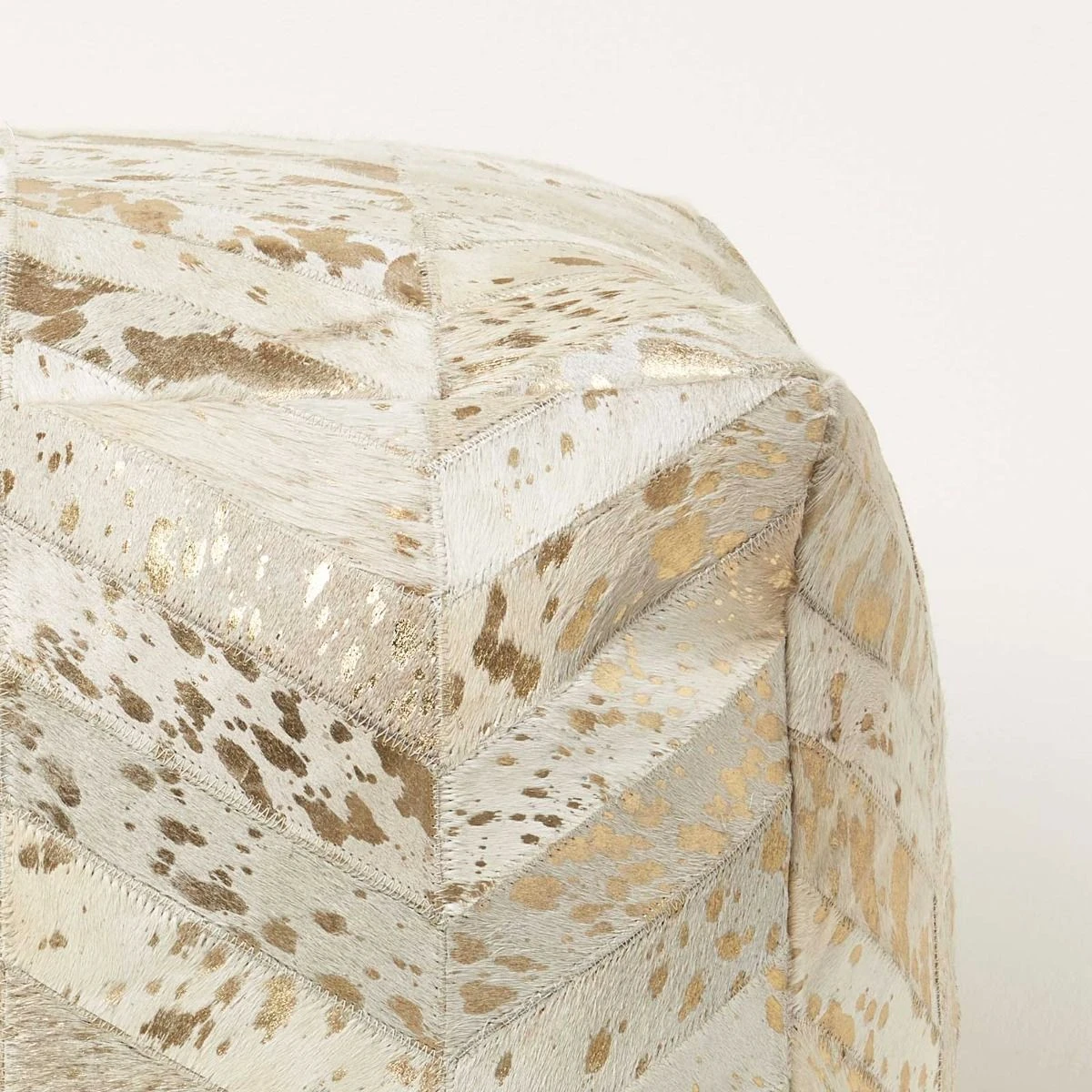 Gold & Grey Geometric Diamond Leather Pouffe Bean Cube 6 Gold & Grey Geometric Diamond Leather Pouffe Bean Cube - Image 4