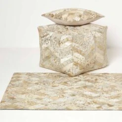 Gold & Grey Geometric Diamond Leather Pouffe Bean Cube 13 Gold & Grey Geometric Diamond Leather Pouffe Bean Cube -Best Homeware Store sf2244 6