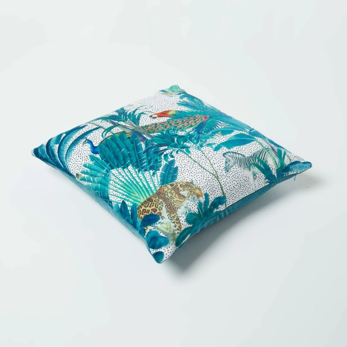 Teal Jungle & Parrot Velvet Filled Cushion 46 X 46 Cm 7 Teal Jungle & Parrot Velvet Filled Cushion 46 X 46 Cm - Image 5