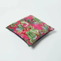 Hot Pink Tropical Leaf Velvet Filled Cushion 46 X 46 Cm 11 Hot Pink Tropical Leaf Velvet Filled Cushion 46 X 46 Cm -Best Homeware Store sf2247 5