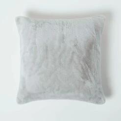 Soft Touch Faux Fur Grey Filled Cushion 46 X 46 Cm
