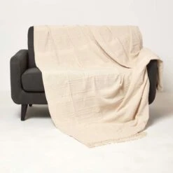 Kashi Natural Cotton Throw With Tassels