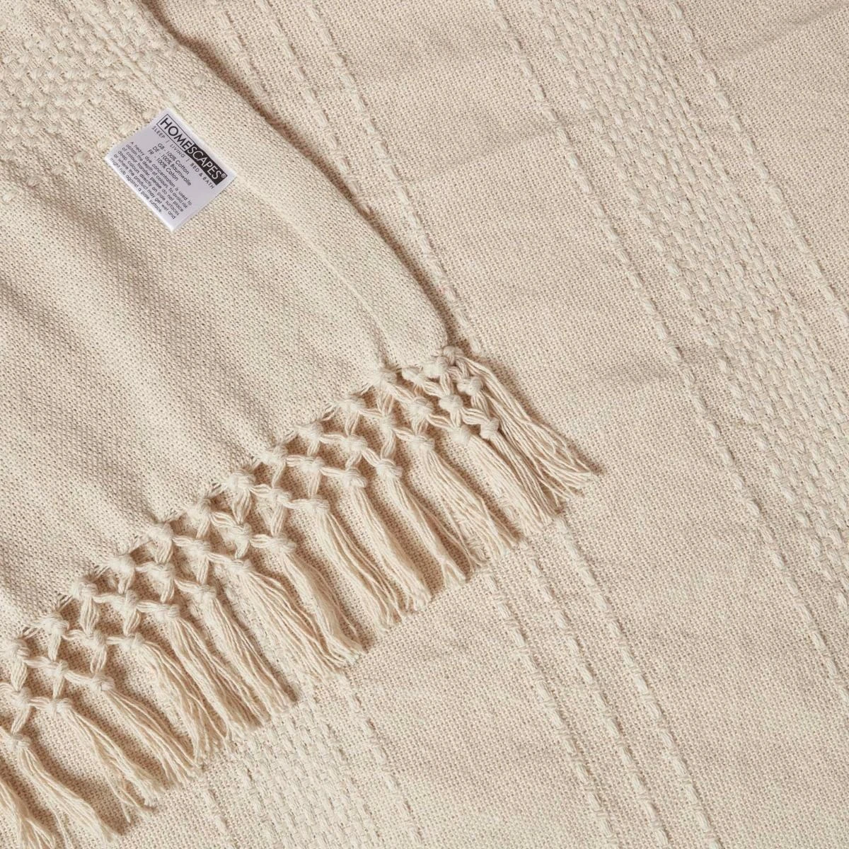 Kashi Natural Cotton Throw With Tassels 7 Kashi Natural Cotton Throw With Tassels - Image 5