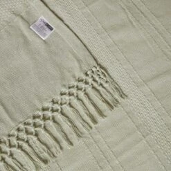 Kashi Sage Green Cotton Throw With Tassels 12 Kashi Sage Green Cotton Throw With Tassels -Best Homeware Store sf2265a 5 1 3