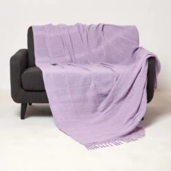 Kashi Lilac Cotton Throw With Tassels
