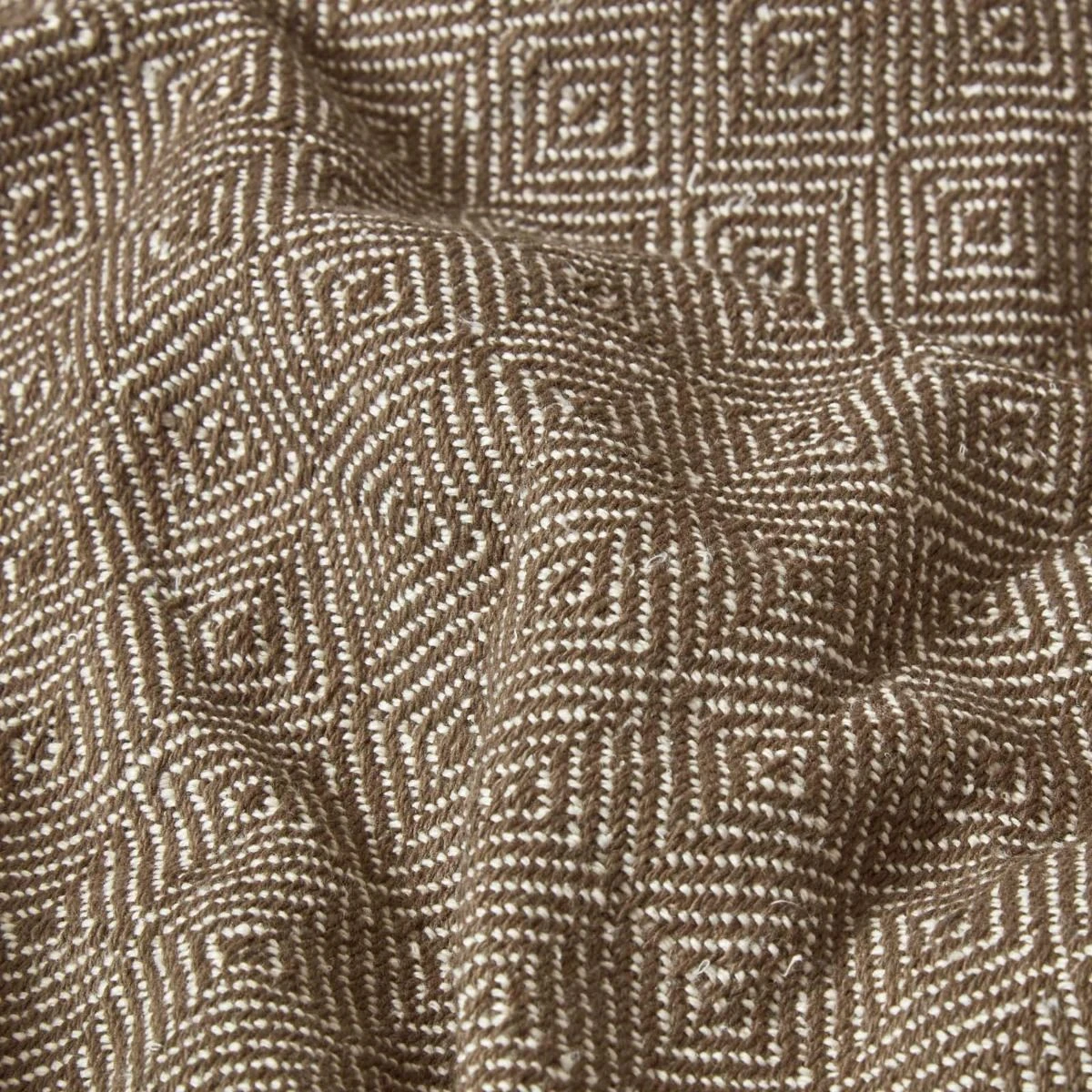 Malda Brown & Natural Cotton Throw With Tassels 5 Malda Brown & Natural Cotton Throw With Tassels - Image 3