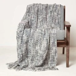 Ophelia Soft Grey Throw With Tassels 125 X 150 Cm