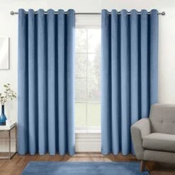 Thermal 100% Blackout Blue Velvet Curtains