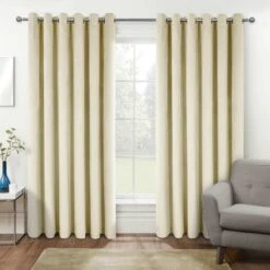 Thermal 100% Blackout Cream Velvet Curtains