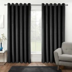 Thermal 100% Blackout Grey Velvet Curtains