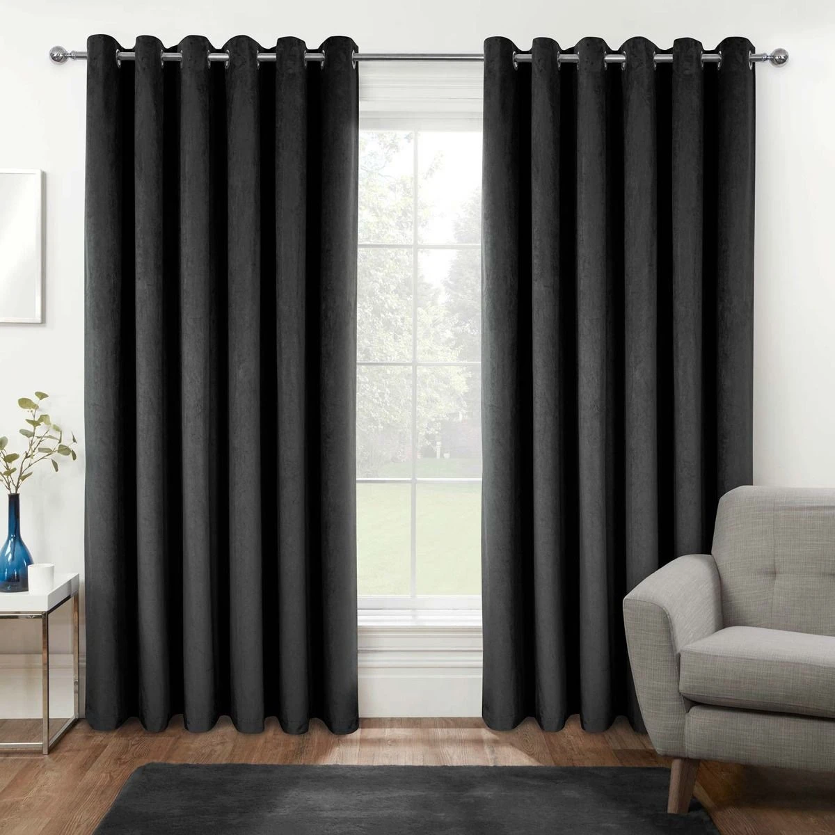 Thermal 100% Blackout Grey Velvet Curtains 3 Thermal 100% Blackout Grey Velvet Curtains