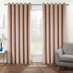 Thermal 100% Blackout Pink Velvet Curtains