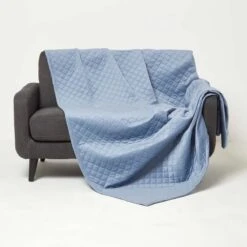 Diamond Quilted Blue Velvet Bed Throw 10 Diamond Quilted Blue Velvet Bed Throw -Best Homeware Store sf2288 1