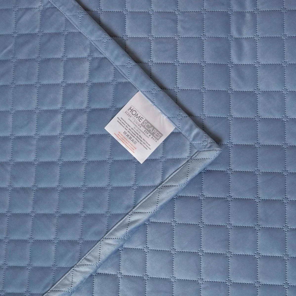 Diamond Quilted Blue Velvet Bed Throw 7 Diamond Quilted Blue Velvet Bed Throw - Image 5