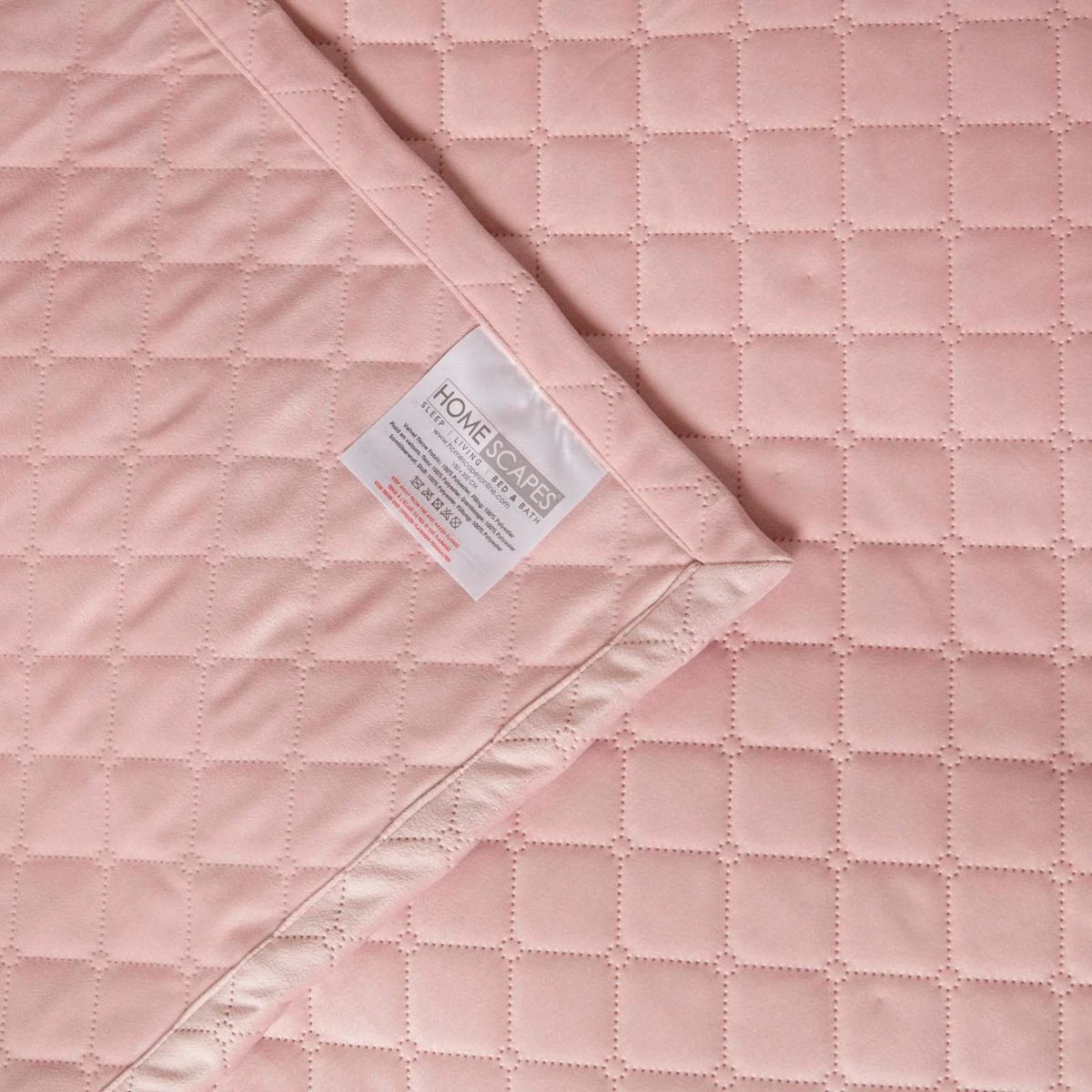 Diamond Quilted Pink Velvet Bed Throw 7 Diamond Quilted Pink Velvet Bed Throw - Image 5