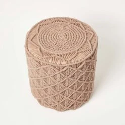 Delilah Brown Macrame Pouffe, 42 Cm Tall 11 Delilah Brown Macrame Pouffe, 42 Cm Tall -Best Homeware Store sf2293 5
