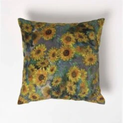 Van Gogh Sunflowers Filled Velvet Cushion 46 X 46 Cm