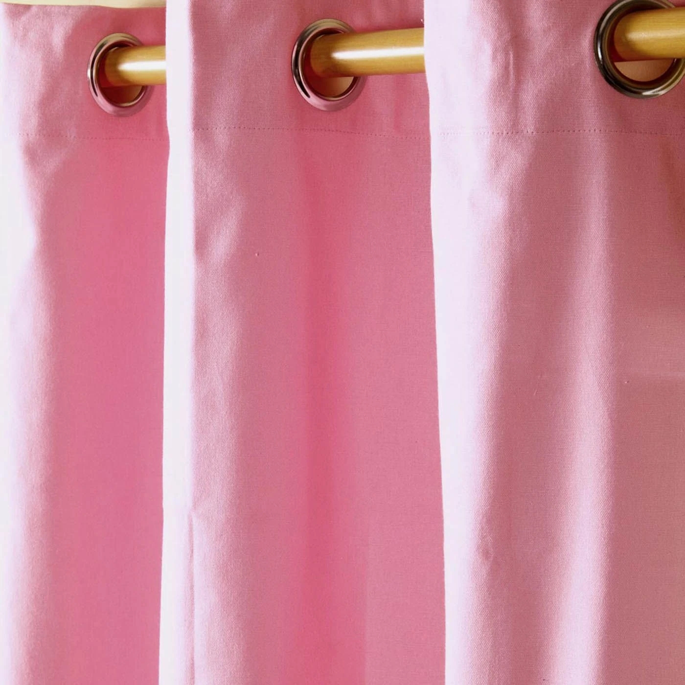 Cotton Plain Pink Ready Made Eyelet Curtain Pair 4 Cotton Plain Pink Ready Made Eyelet Curtain Pair - Image 2