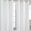 Cotton Plain Off White Ready Made Eyelet Curtain Pair