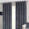 Dark Grey Interlined Velvet Thermal Eyelet Curtain Pair